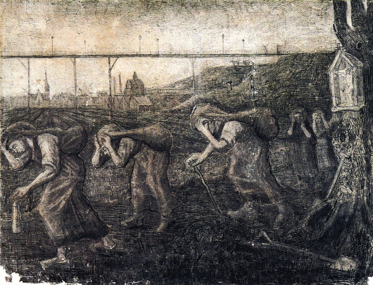 Bányászok zsákokat cipelő nők a teher hordozói alkotó: Vincent van Gogh