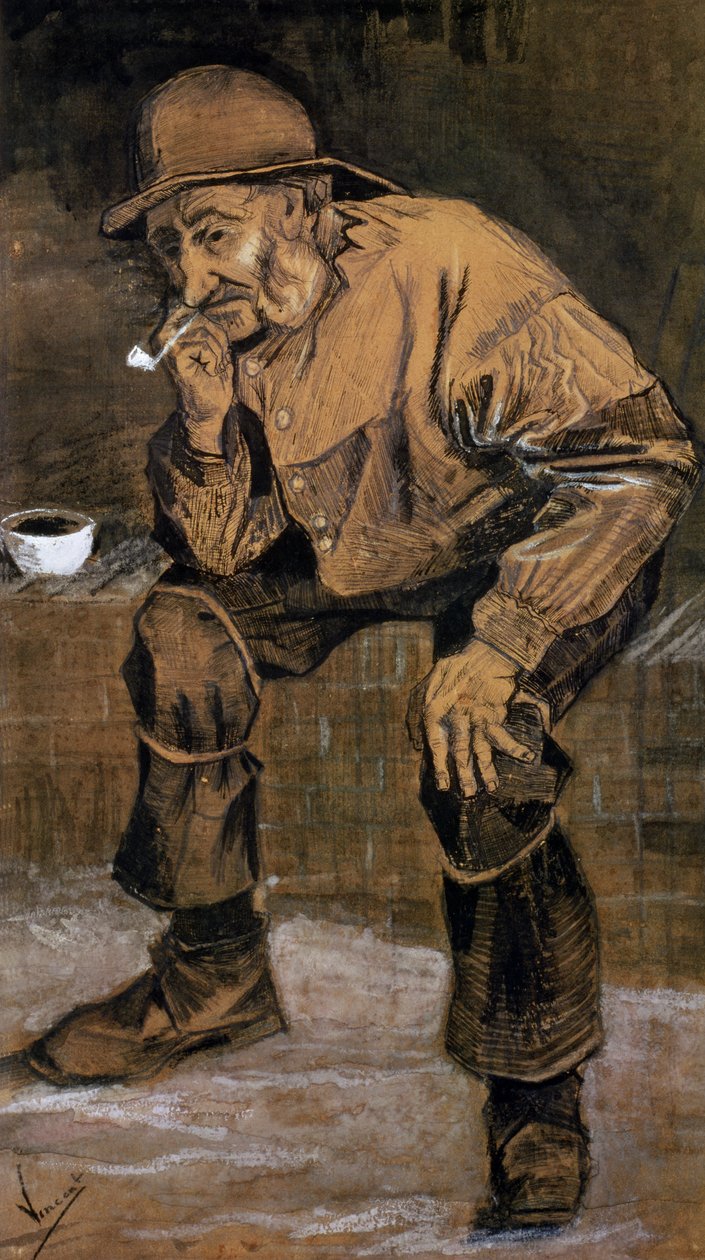 Öreg ember pipával, 1883 (toll, tinta és szén) alkotó: Vincent van Gogh