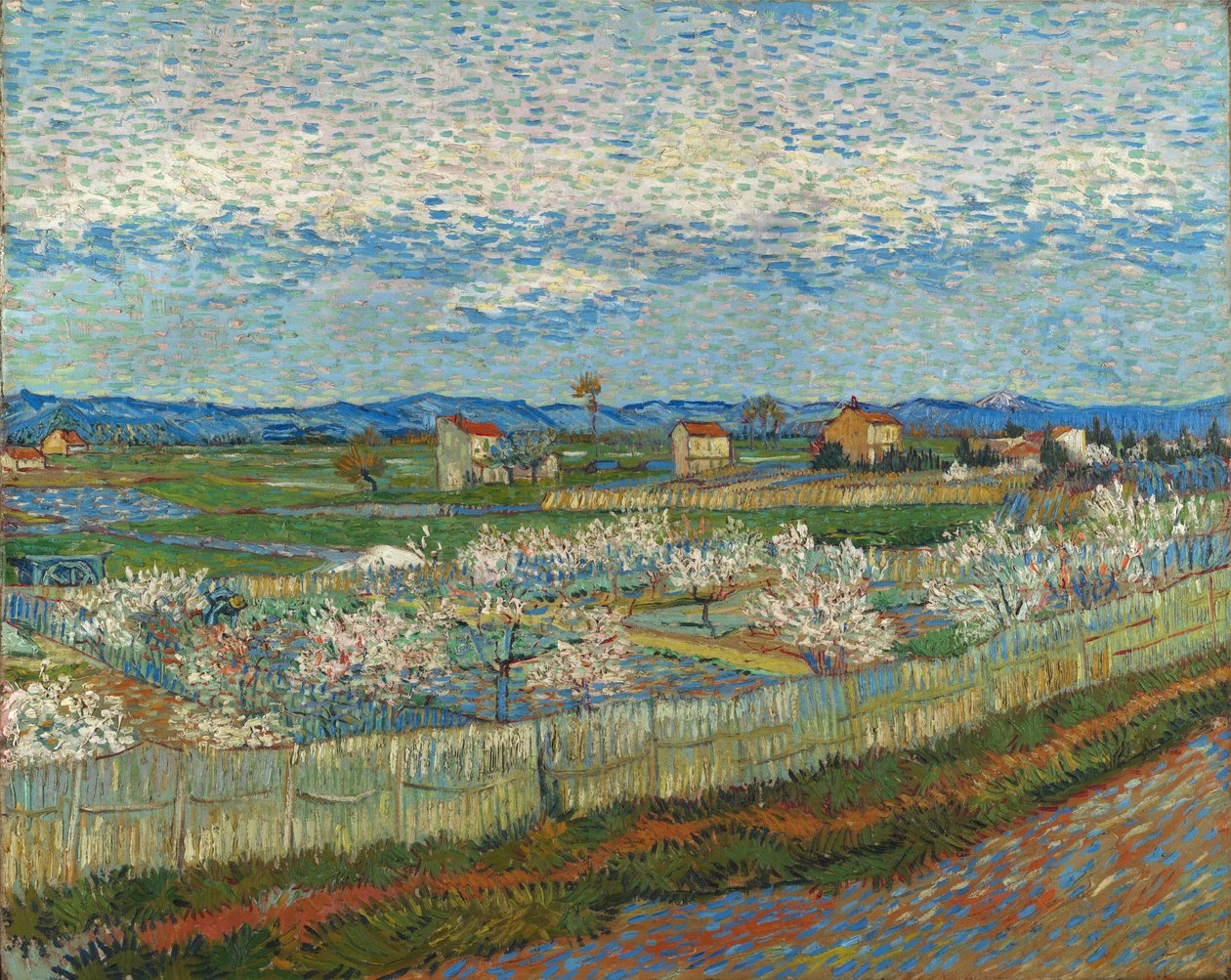 Őszibarackfák a virágban alkotó: Vincent van Gogh