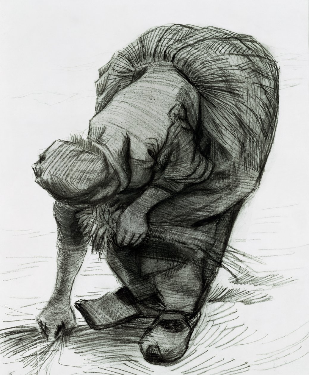 Parasztasszony fürkésző, 1885 (fekete kréta papíron) alkotó: Vincent van Gogh