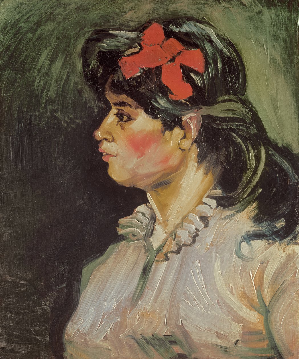 Női portré vörös szalaggal, 1885 alkotó: Vincent van Gogh