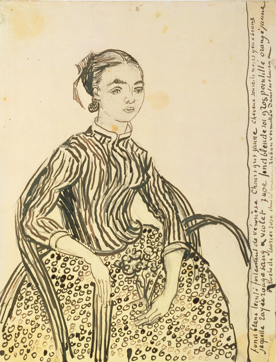 Egy fiatal lány portréja, 1888 (tintával, papíron) alkotó: Vincent van Gogh