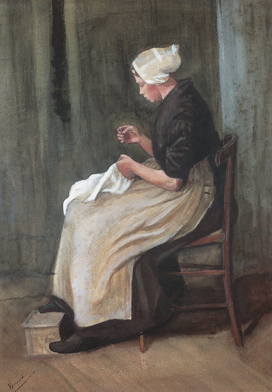 Scheveningeni nő varrás alkotó: Vincent van Gogh