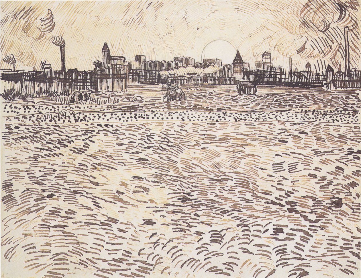 Nyári este, rajz egy festett dolgozószobából alkotó: Vincent van Gogh