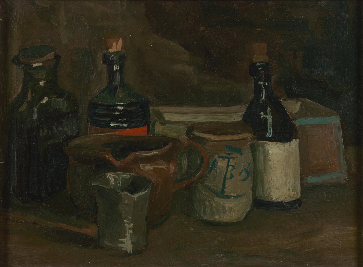 Csendélet palackokkal és cserépedényekkel alkotó: Vincent van Gogh