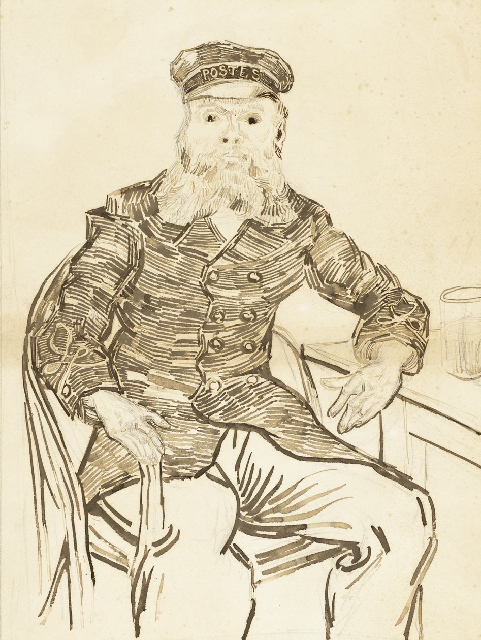 Joseph Roulin postás, 1888 (barna tinta grafit felett a papíron) alkotó: Vincent van Gogh
