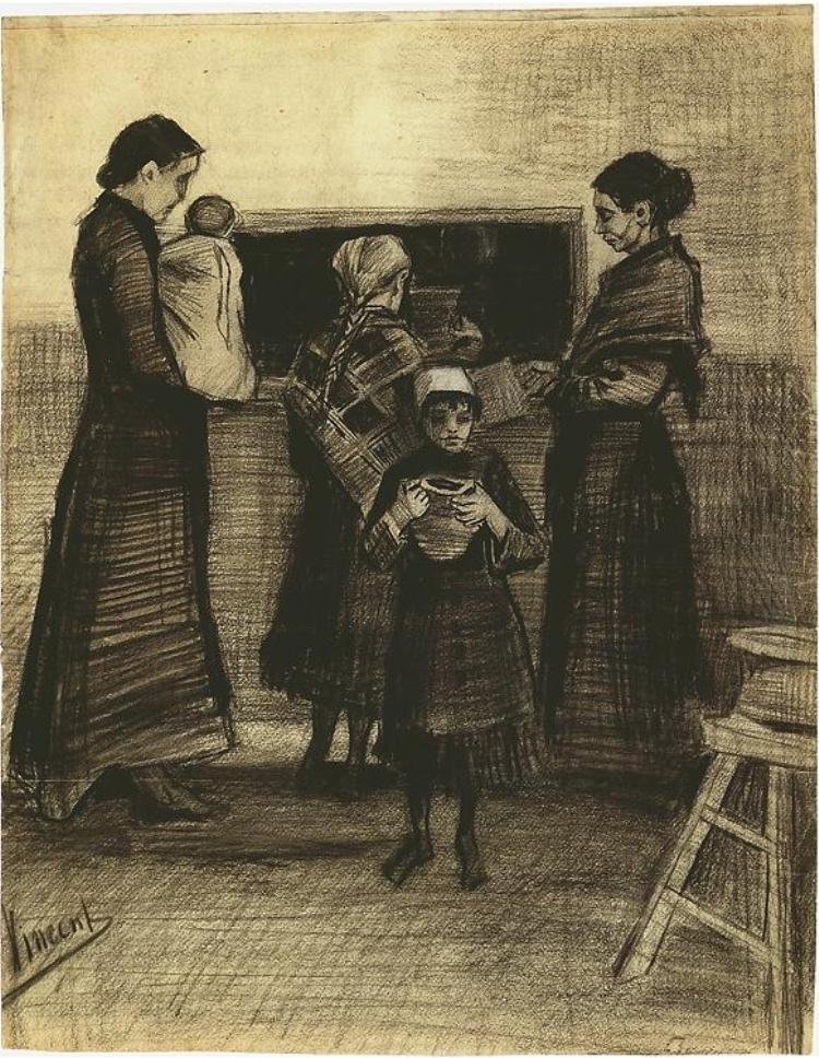 A levesosztás egy nyilvános leveskonyhában alkotó: Vincent van Gogh