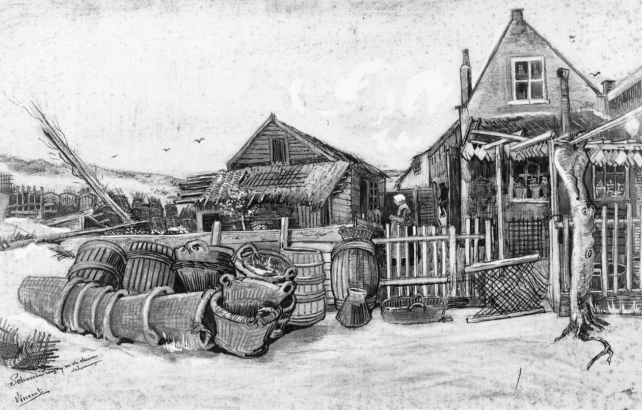 A halszárító istálló Scheveningenben, 1882 körül alkotó: Vincent van Gogh