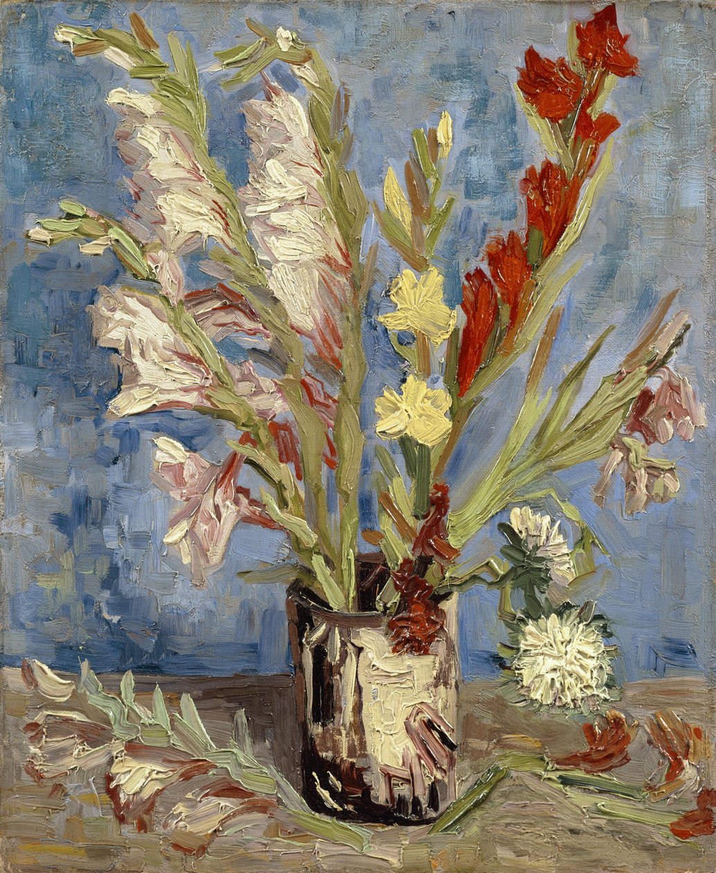 Váza kerti kardvirággal és kínai őszirózsával alkotó: Vincent van Gogh