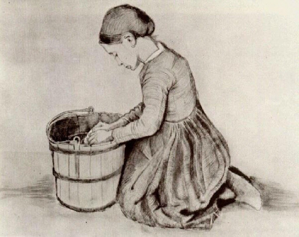 Vangogh lány térdel az első vödörben alkotó: Vincent van Gogh