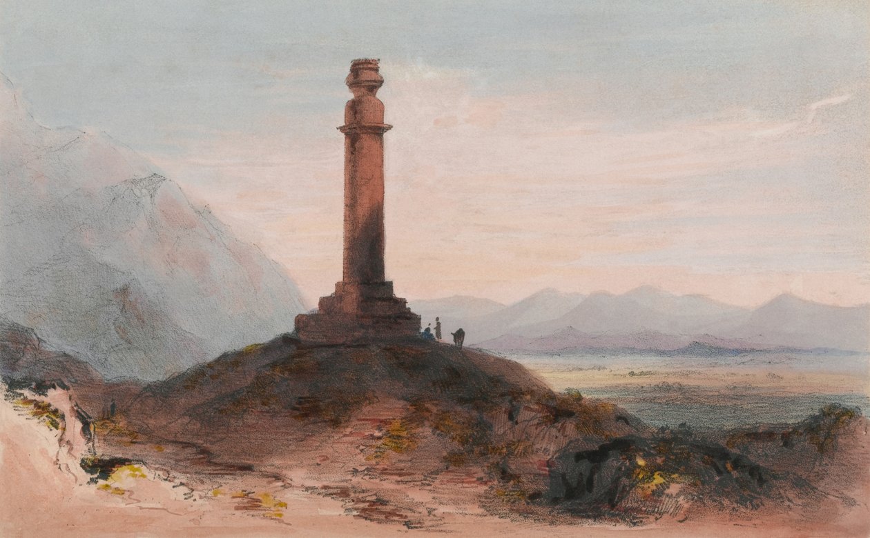 Alexander-oszlop Cabul közelében, 1842 körül (színes litó) alkotó: Vincent (after) Eyre