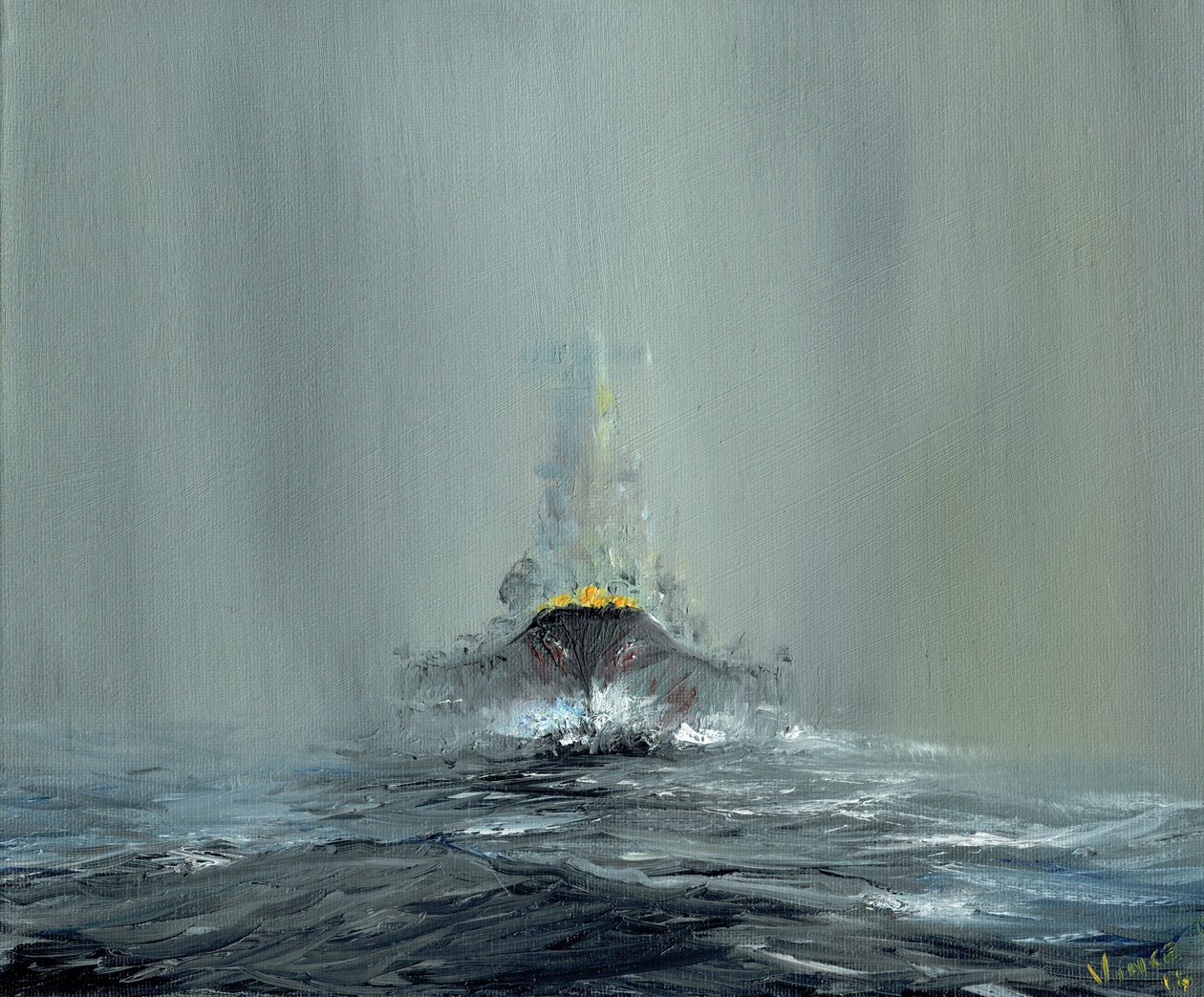 Yamato csatahajó 1945, 2016, (olaj, vászon tábla) alkotó: Vincent Alexander Booth