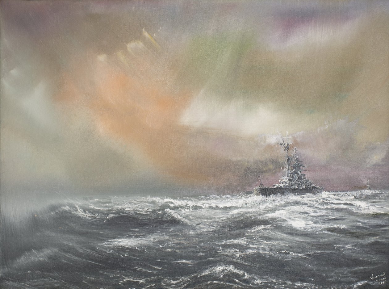 Bismarck jelez Prinz Eugen 0959 óra 24051941, 2007, (olaj, vászon) alkotó: Vincent Alexander Booth