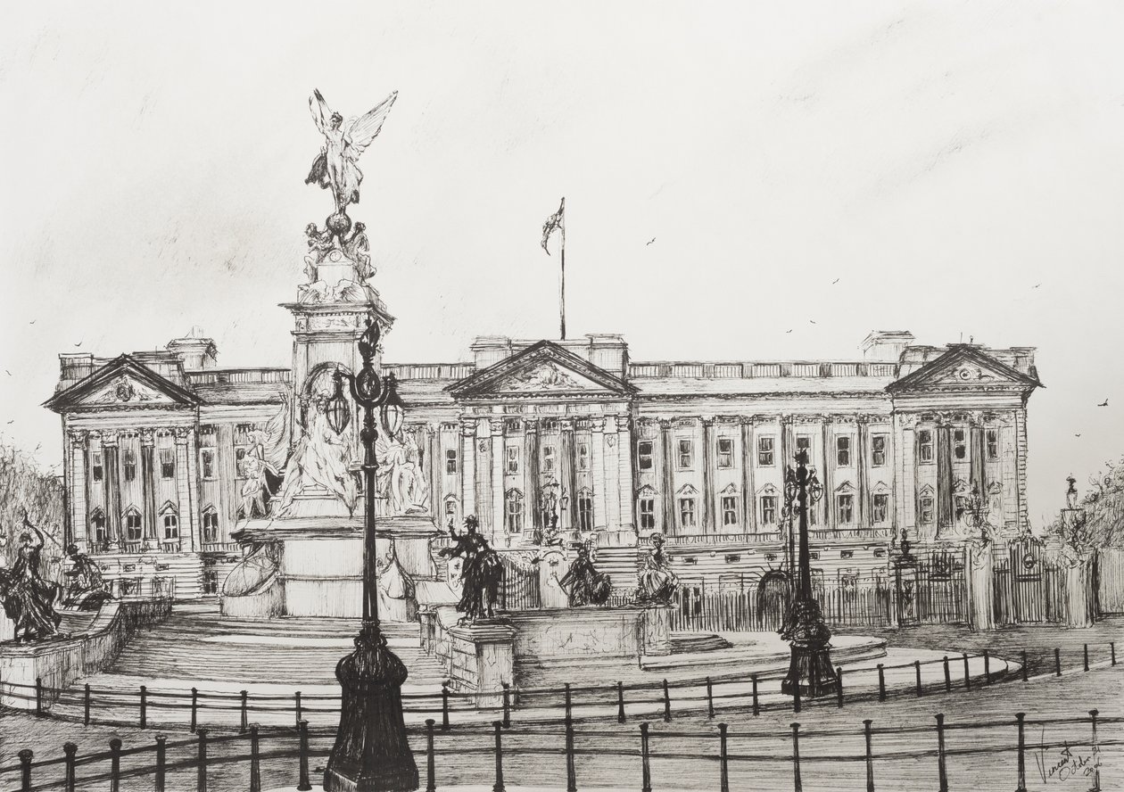 Buckingham-palota, London, 2006, (Tinta a papíron) alkotó: Vincent Alexander Booth