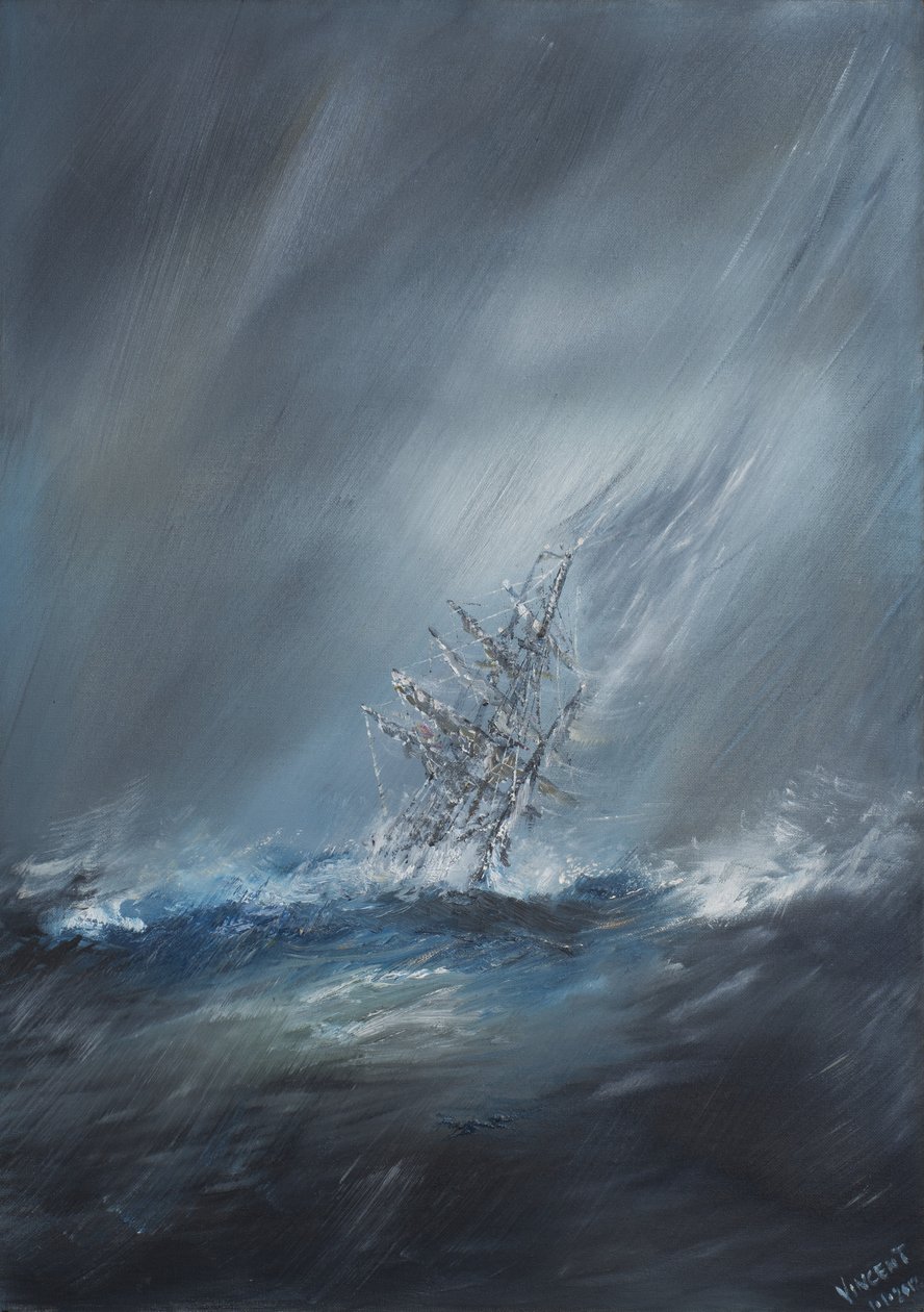 A HMS Beagle a Horn-fok előtti viharban 1832. december 24-én. 2012, (Olaj, vászon) alkotó: Vincent Alexander Booth