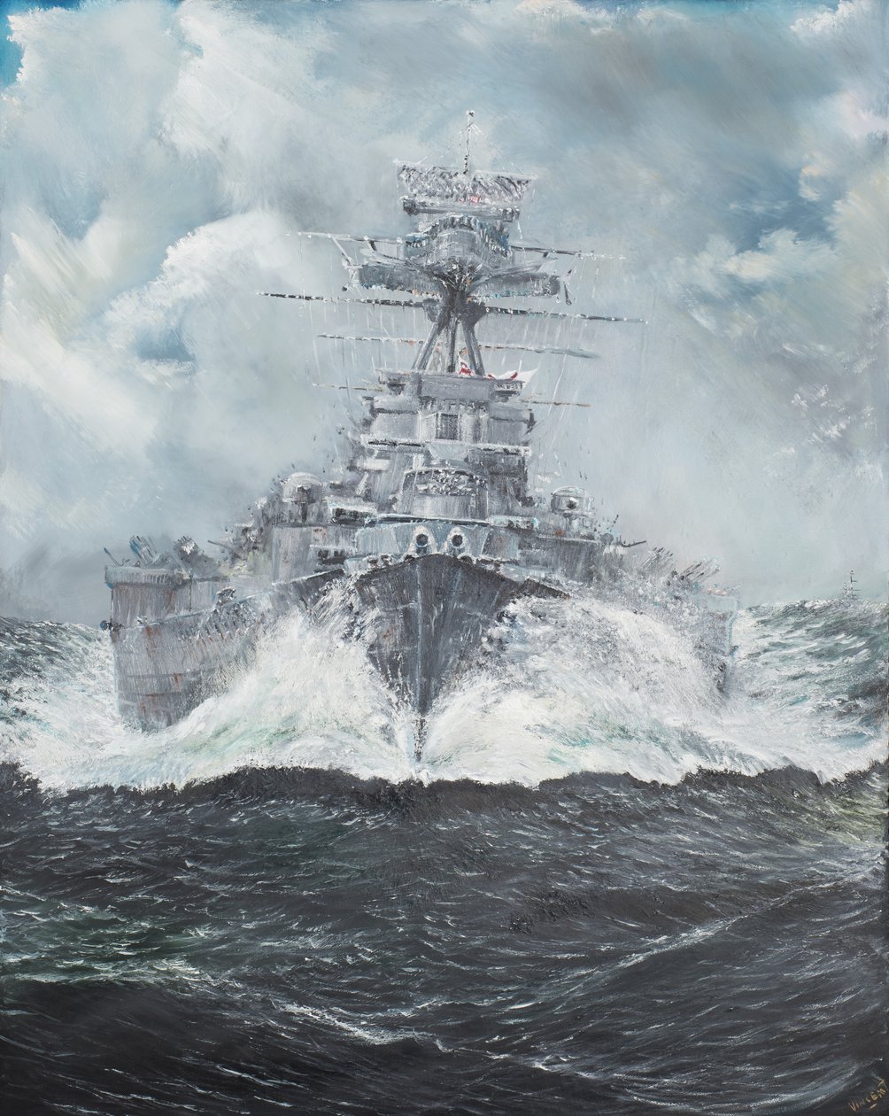 A HMS Hood Bismarck felé tart, 1941. május 23., 2014. (Olaj, vászon) alkotó: Vincent Alexander Booth