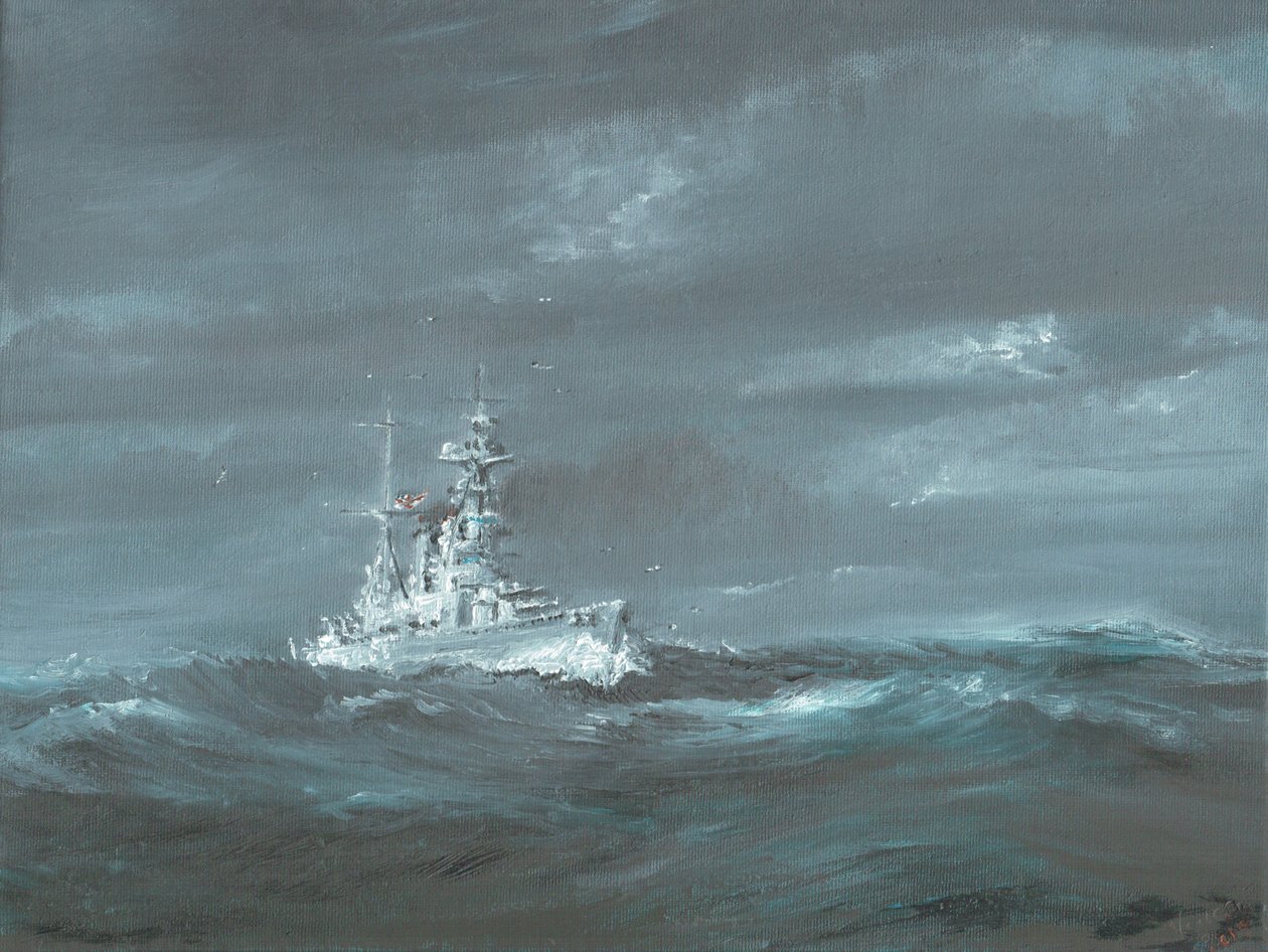 HMS Hood Skócia partjainál, 1920-as évek; 2019; (olaj, vászon tábla) alkotó: Vincent Alexander Booth