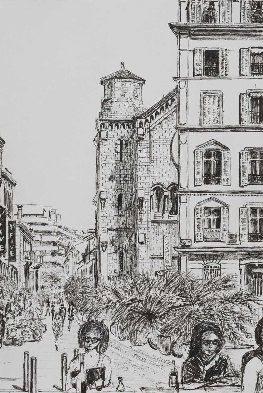 Hotel 5 és Notre Dame Cannes, 2014, (tinta papíron) alkotó: Vincent Alexander Booth