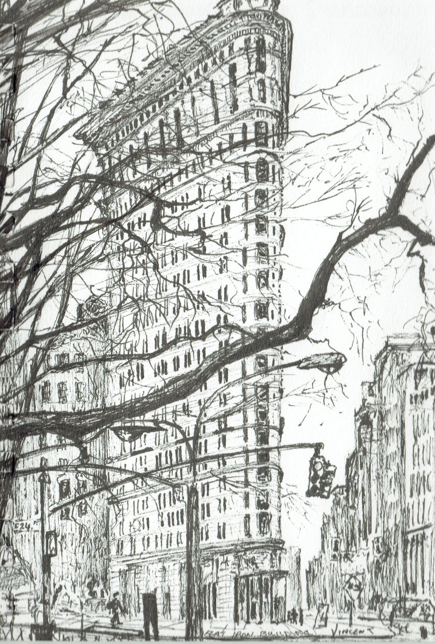 New York Flat Iron Building, 2003, (tinta papíron) alkotó: Vincent Alexander Booth
