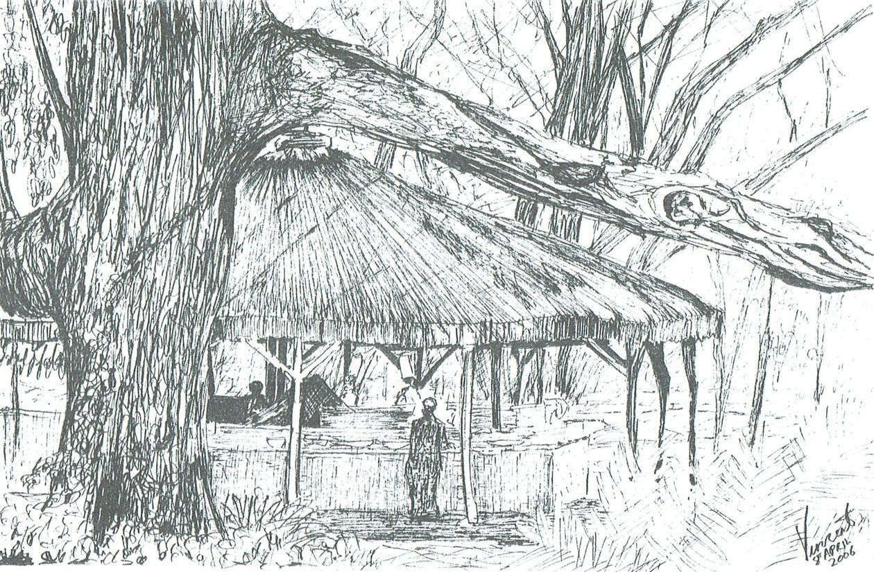 Kültéri bár, Naivasha-tó, 2006; (tinta papíron) alkotó: Vincent Alexander Booth