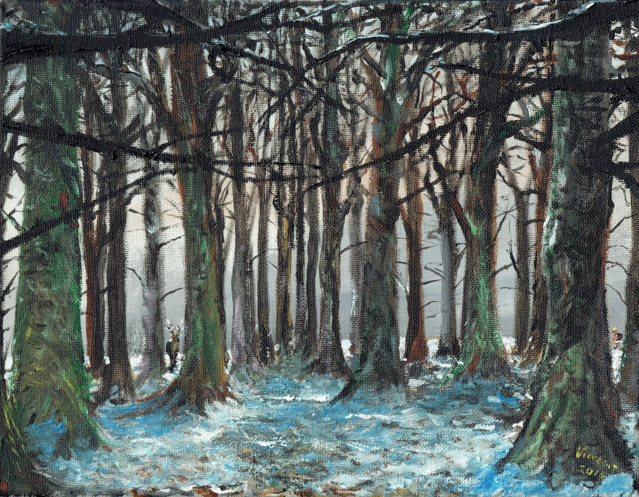 Stag and Runner Lyme Park, 2016, (olaj, vászon tábla) alkotó: Vincent Alexander Booth