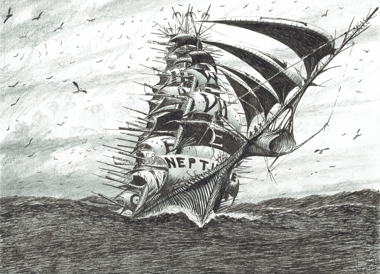 Storm Creators Cape Dolphin, 2024 (tus és ceruza, papír) alkotó: Vincent Alexander Booth