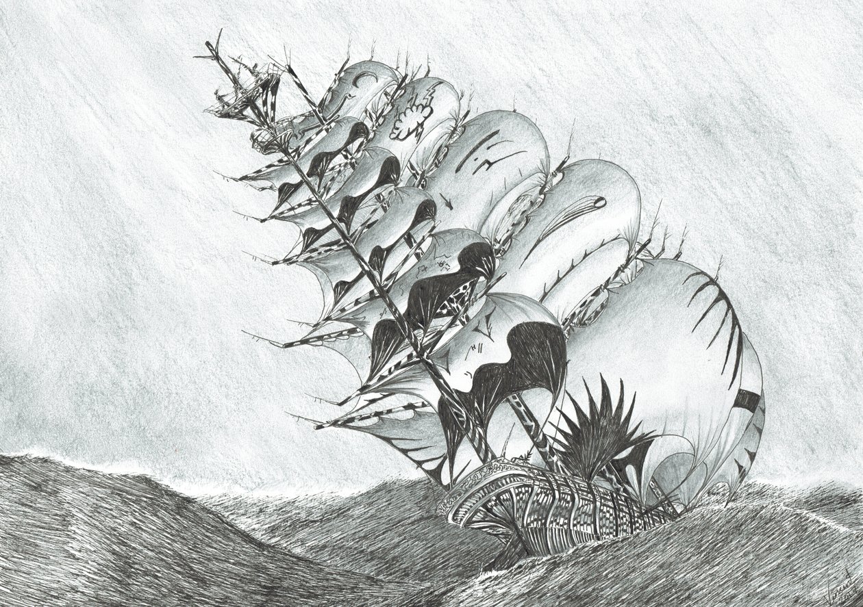 Storm Creators Kelet-kínai-tenger, 2017, (tinta papíron) alkotó: Vincent Alexander Booth