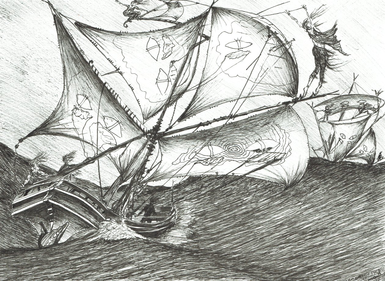 Storm Creators Indiai-óceán, 2017, (tinta papíron) alkotó: Vincent Alexander Booth