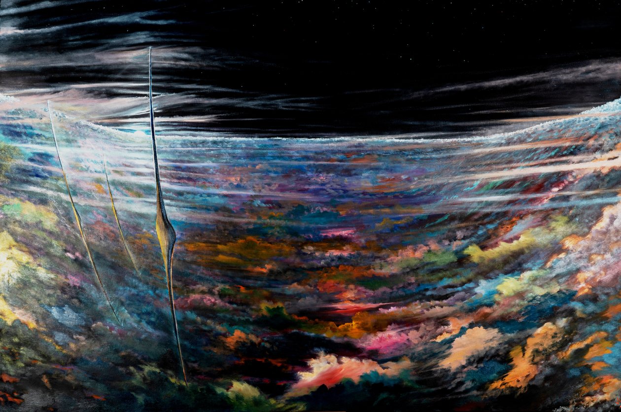 Storm Creators North Polar Vortex a hatszögletű SATURN hurrikánon belül, 2021 alkotó: Vincent Alexander Booth