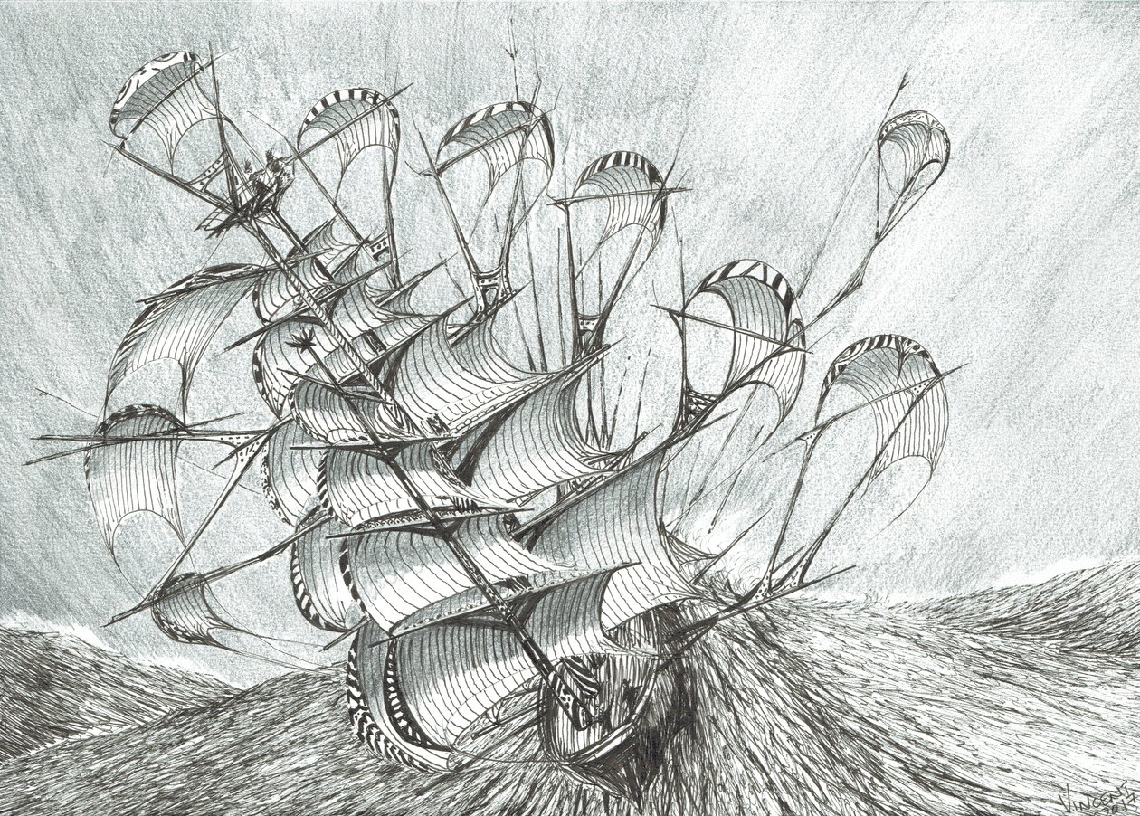 Storm Creators Dél-kínai-tenger, 2017, (tinta papíron) alkotó: Vincent Alexander Booth