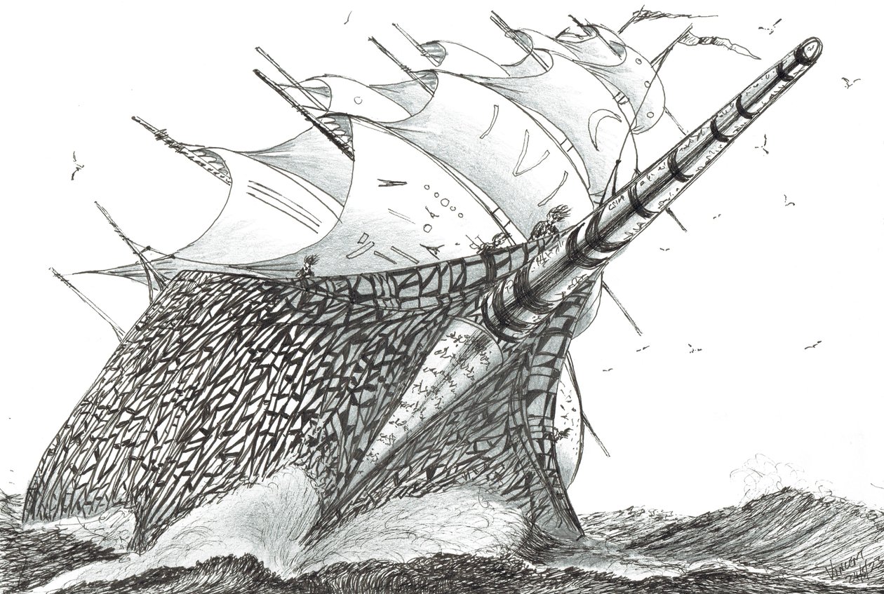 Storm Creators Wellington Strait, 2023 (tinta és ceruza papíron) alkotó: Vincent Alexander Booth