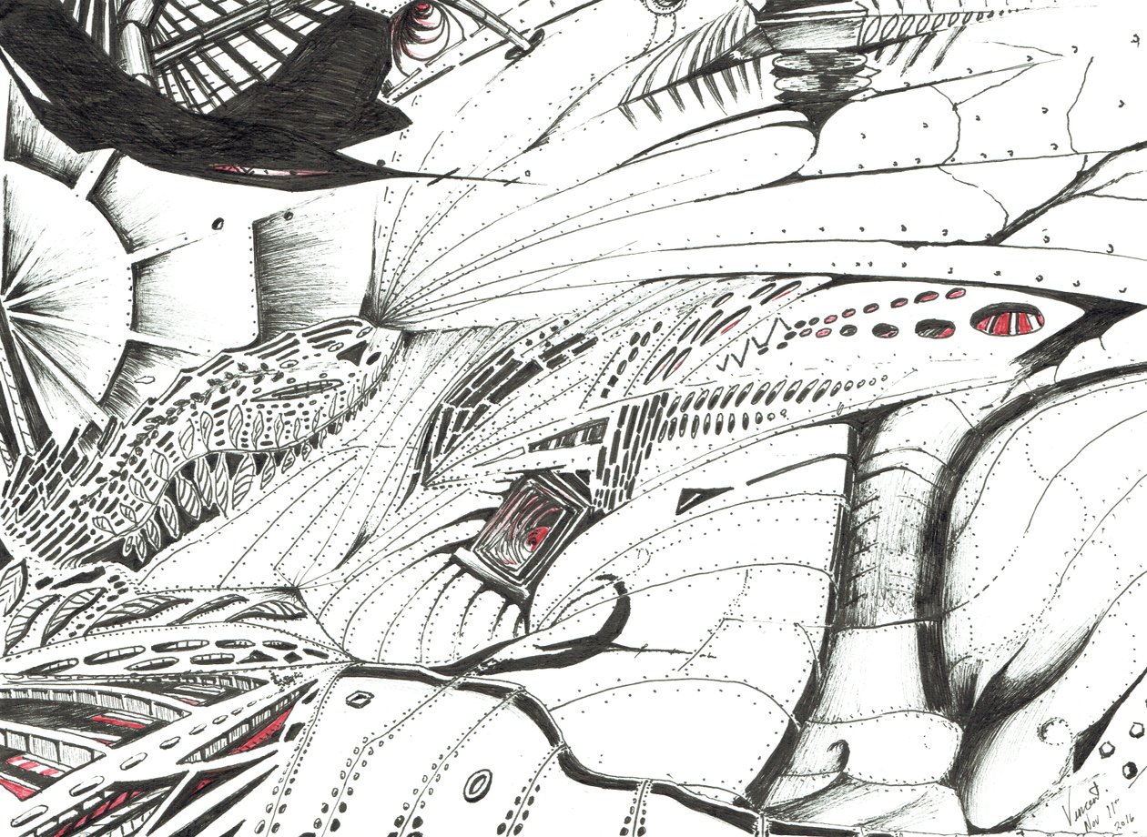 A vörös hozója, 2016 (tinta papíron) alkotó: Vincent Alexander Booth