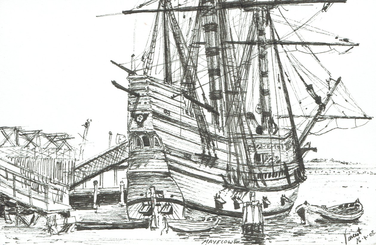 Mayflower, Plymouth, Massachusetts. 2003, (Tinta papíron) alkotó: Vincent Alexander Booth