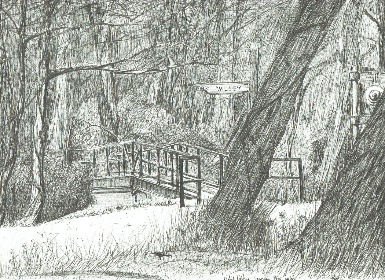 A régi fémhíd, Bramhall park, 2004 alkotó: Vincent Alexander Booth