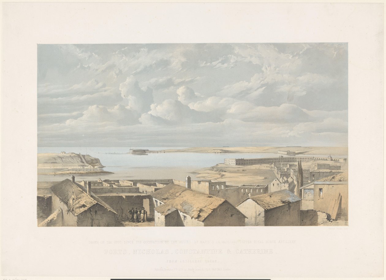 Miklós, Konstantin és Katalin erődjei a Krím-félszigeten, 1855 Erődök, Miklós, Konstantin és Katalin (cím a tárgyon) alkotó: Vincent Brooks