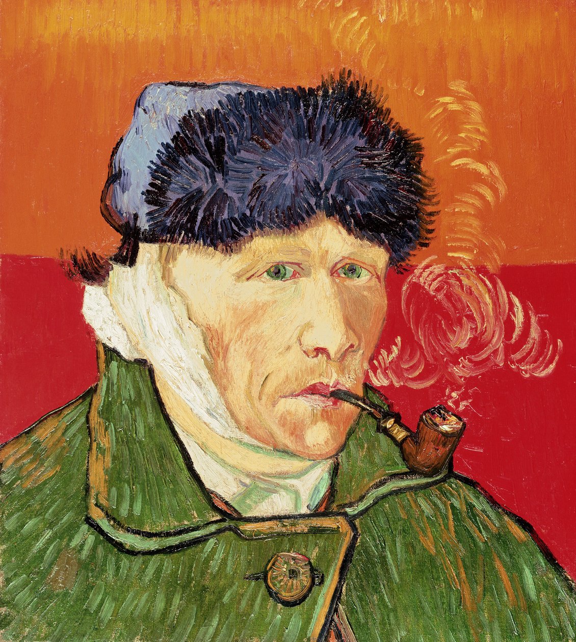 Önarckép bekötözött füllel és pipával, 1889. alkotó: Vincent van Gogh