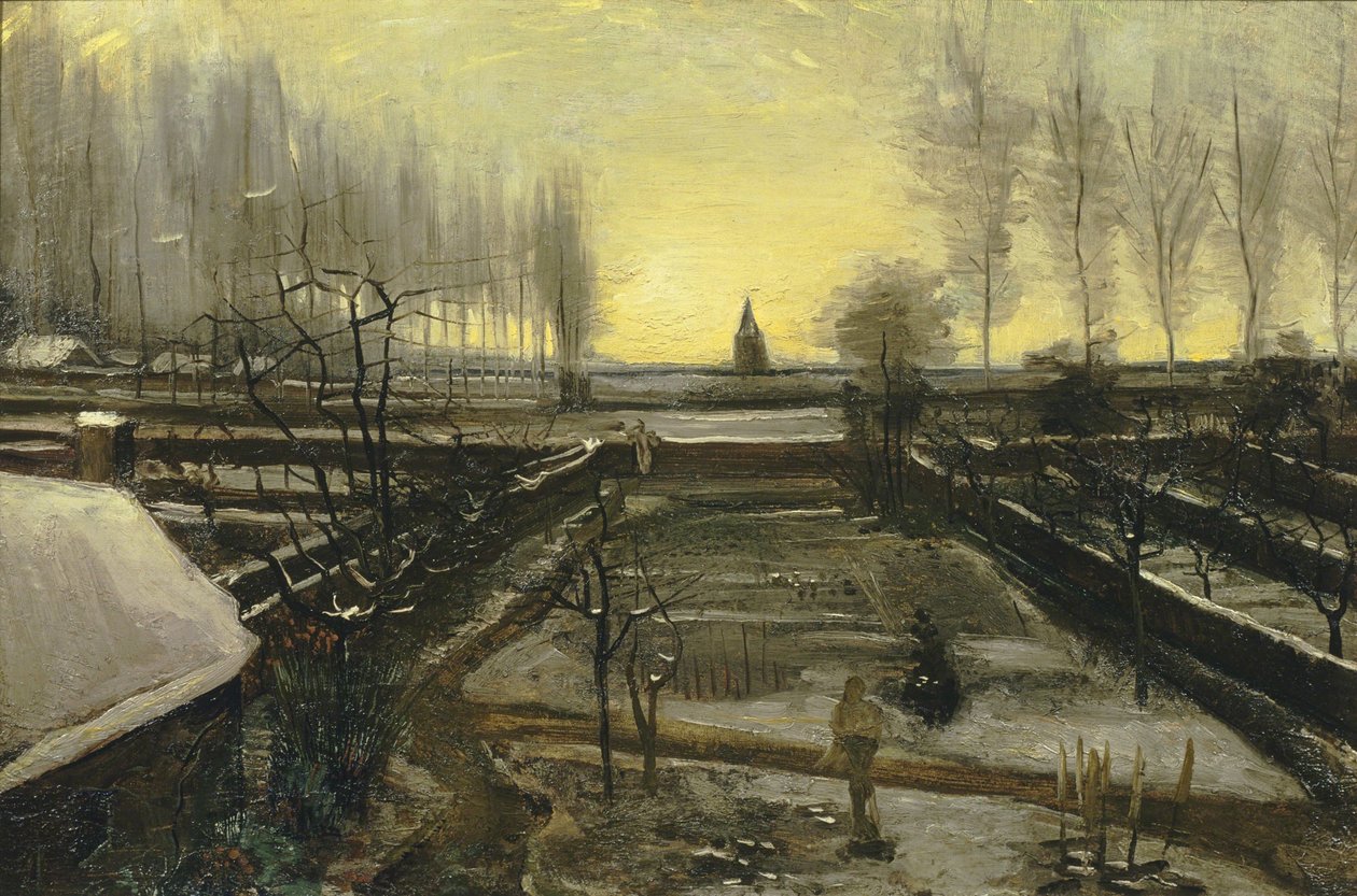 A plébánia kertje Nuenenben a hóban, 1885. alkotó: Vincent van Gogh