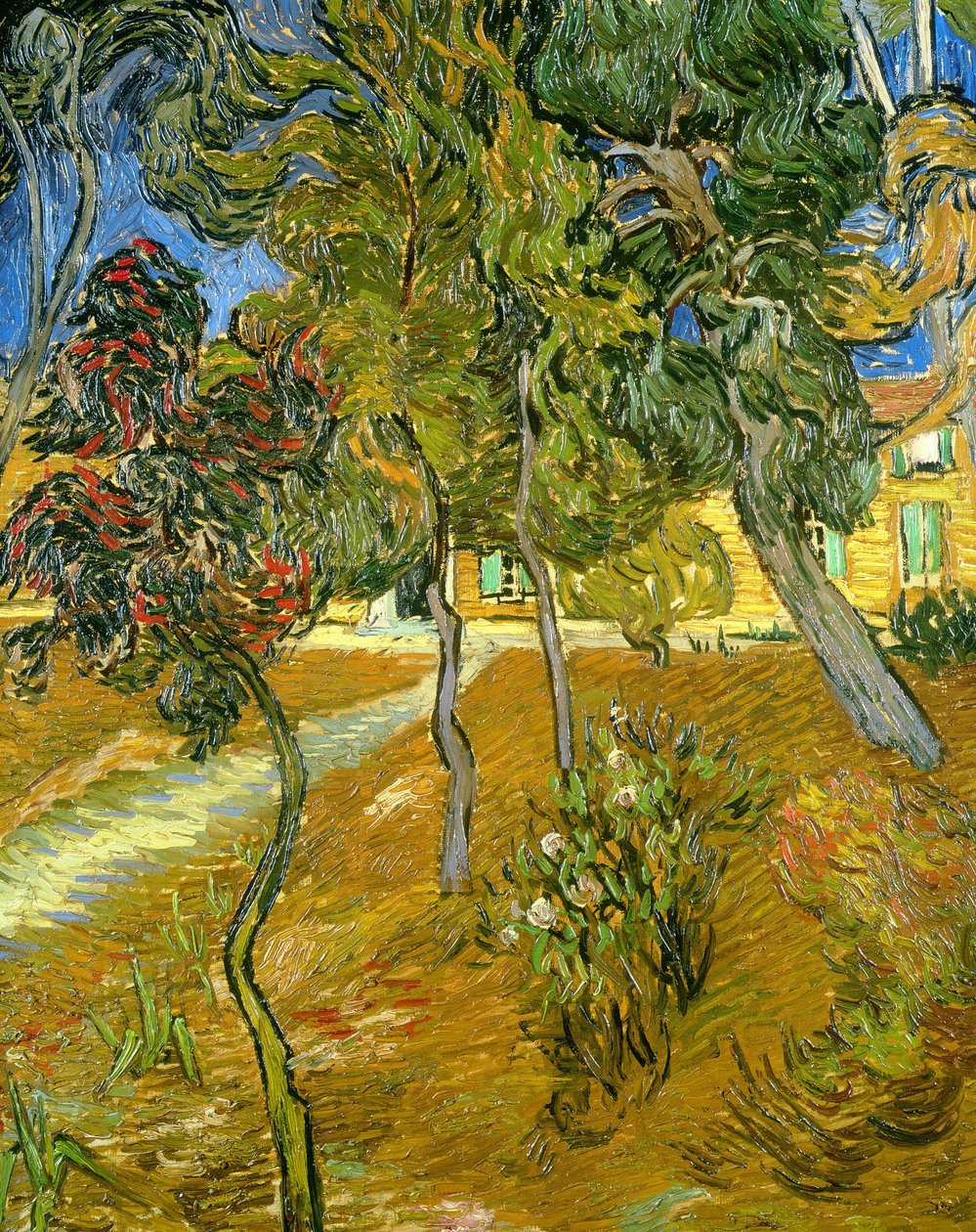 Fák a menhely kertjében, 1889. alkotó: Vincent van Gogh