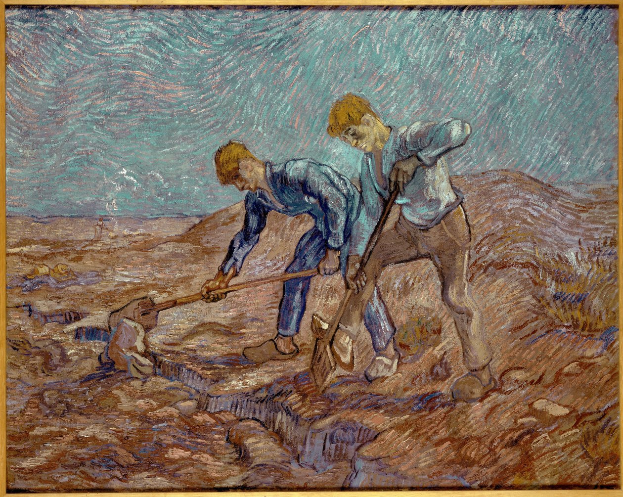 Két paraszt ás a köles után, 1889. alkotó: Vincent van Gogh