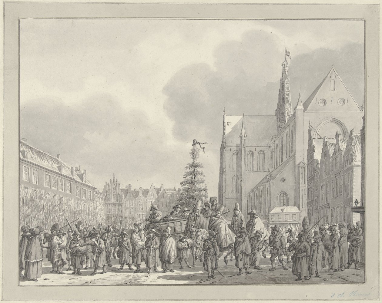 A franciák érkezése a haarlemi Grote Markt-ra, 1795 alkotó: Vincent Jansz. van der Vinne