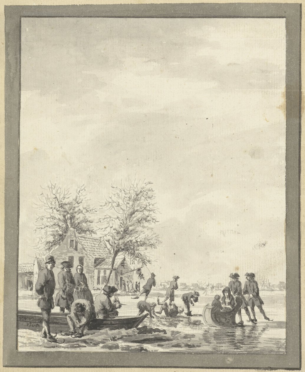 Jeges szórakozás a Buiten Spaarne-n Haarlem közelében, a Herbergnél alkotó: Vincent Jansz. van der Vinne