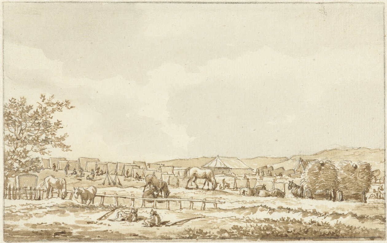 Katonai tábor a Droogbergen, Overveenben, 1787. szeptember 19 alkotó: Vincent Jansz. van der Vinne