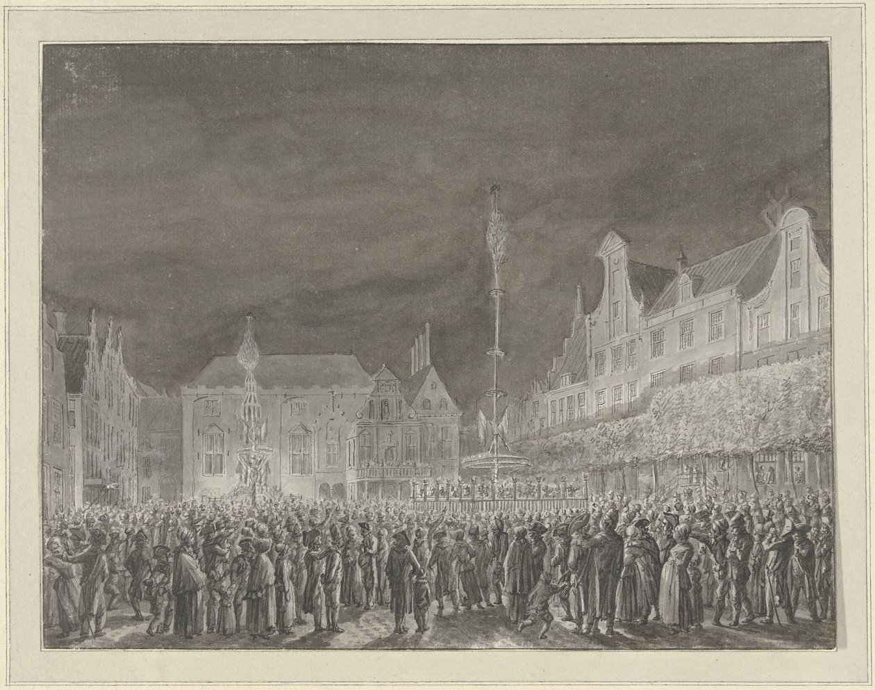 A Franciaországgal kötött szövetség kikiáltásának ünnepe a haarlemi Grote Markt-on, 1795 alkotó: Vincent Jansz. van der Vinne