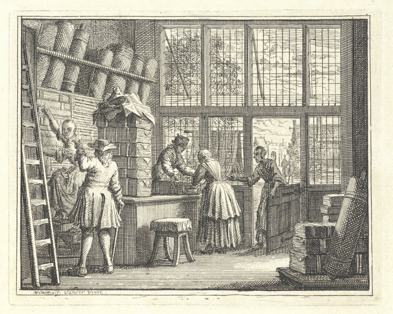Egy textilbolt belseje alkotó: Vincent Laurensz. van der Vinne (II)