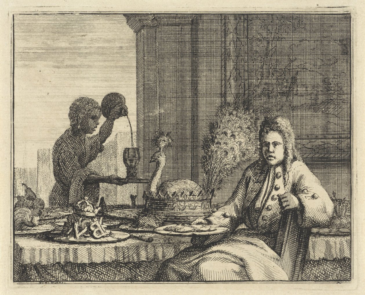 Férfi terített asztalnál alkotó: Vincent Laurensz. van der Vinne (II)