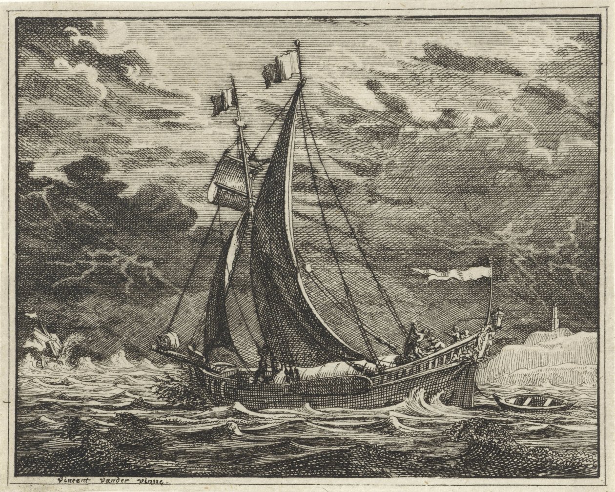 Hajó baljós időben alkotó: Vincent Laurensz. van der Vinne (II)