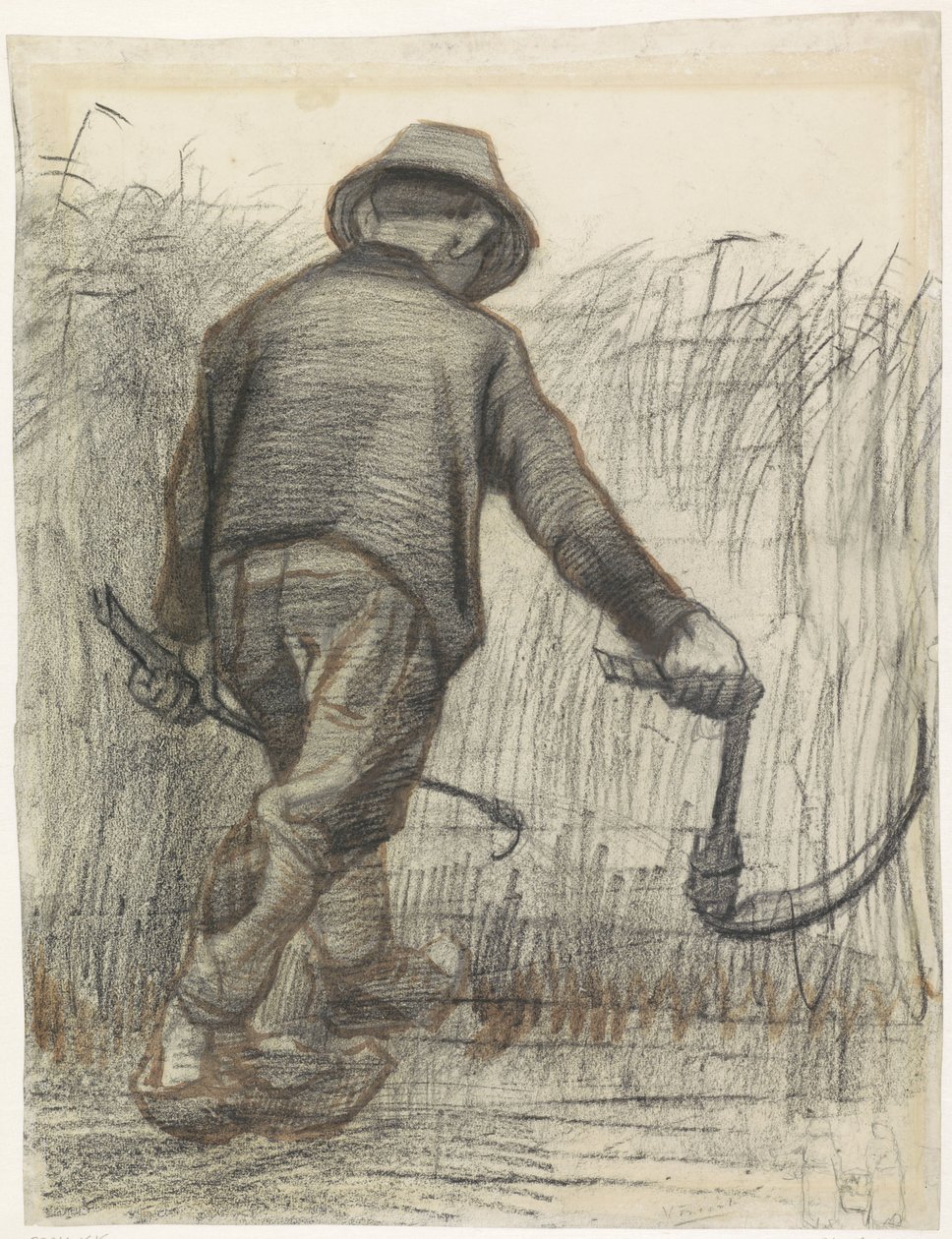 Kukoricavágó kalappal, hátulról nézve alkotó: Vincent van Gogh (signed by artist)