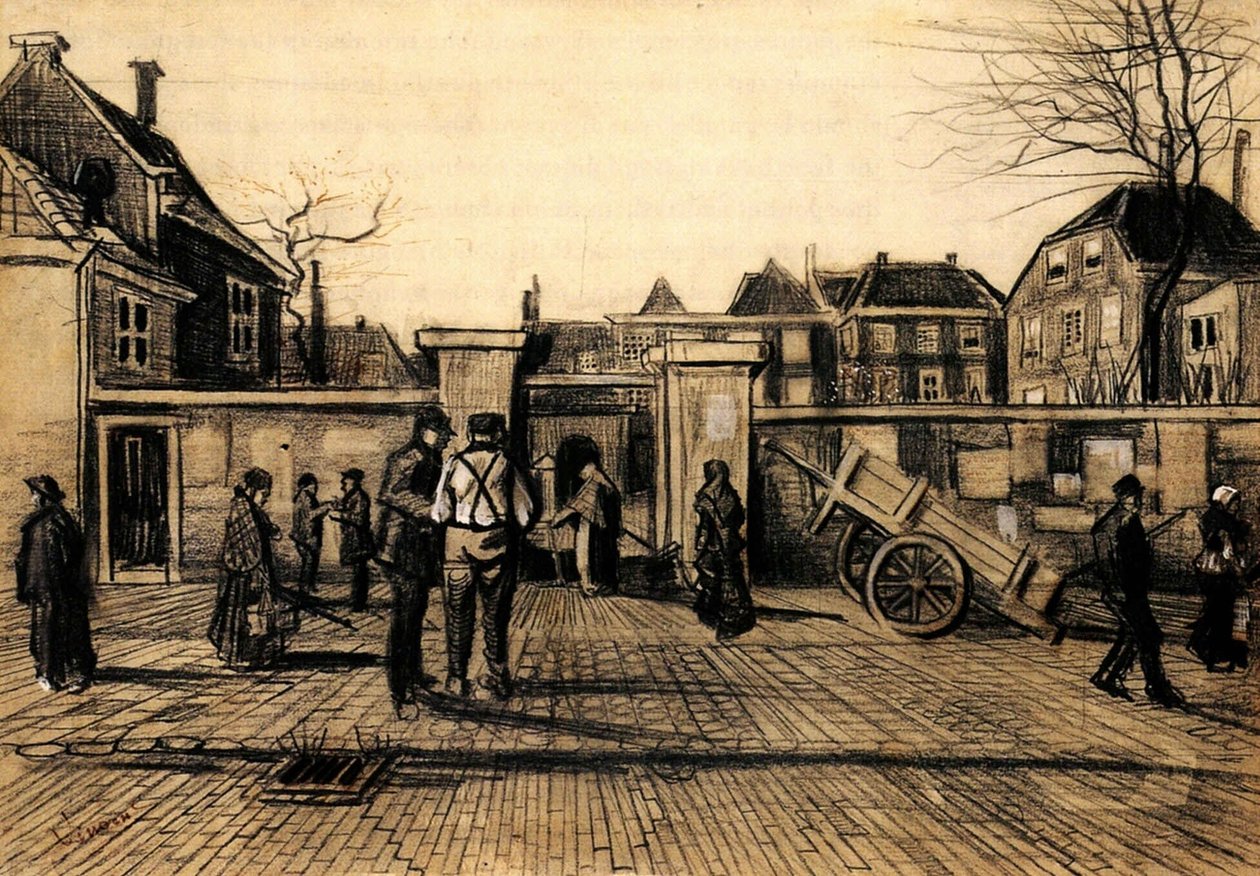 1882, A hágai Stadsbank van Lening bejárata. Vincent van Gogh alkotó: Vincent van Gogh
