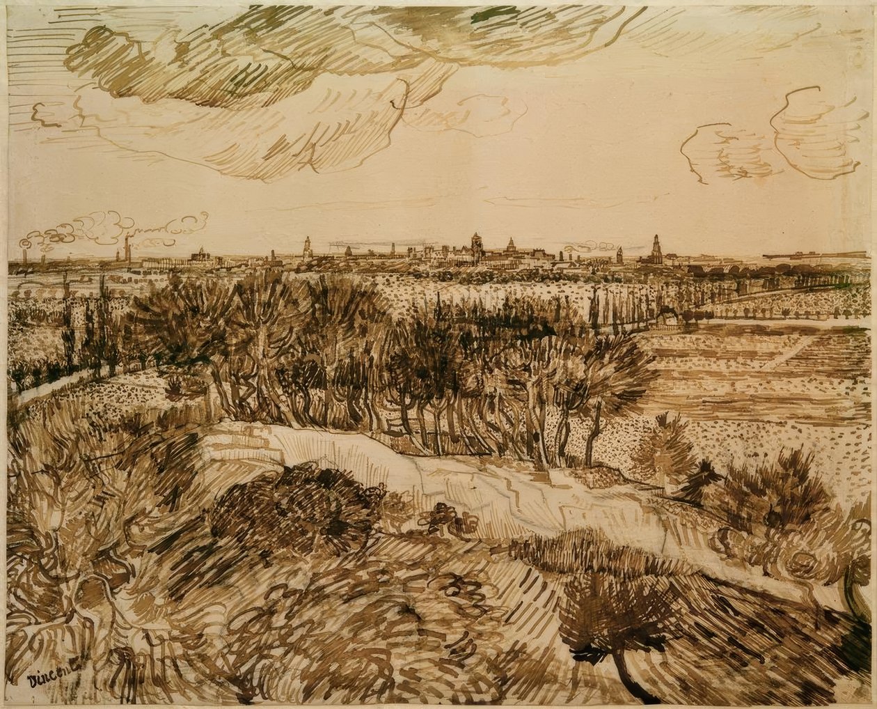 Kilátás Arles-ra a Montmajour felől alkotó: Vincent van Gogh