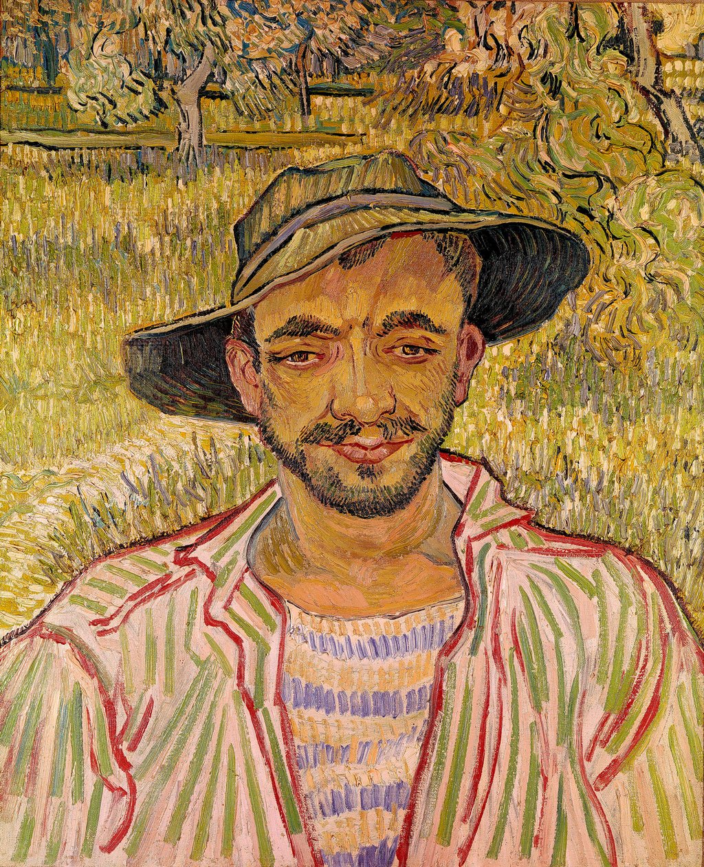 Parasztarc mellszobra szalmakalappal Vincent Van Gogh (1853-1890) festménye 1889 Dim. 61x50 cm. Galleria Nazinale d